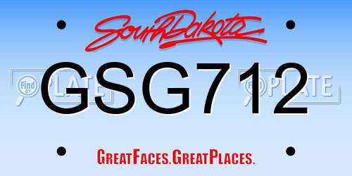 GSG712 South Dakota License Plate