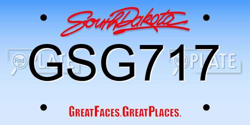 GSG717 South Dakota License Plate