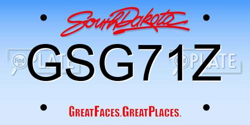 GSG71Z South Dakota License Plate