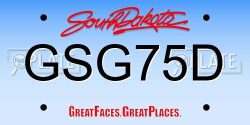 GSG75D South Dakota License Plate