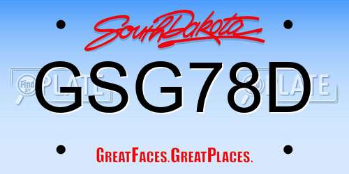 GSG78D South Dakota License Plate