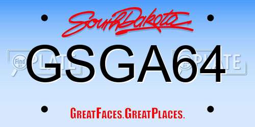 GSGA64 South Dakota License Plate