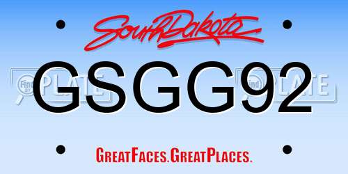 GSGG92 South Dakota License Plate