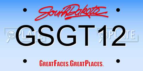 GSGT12 South Dakota License Plate
