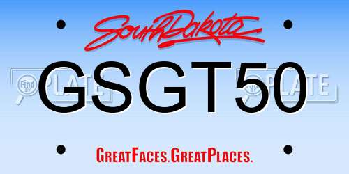 GSGT50 South Dakota License Plate