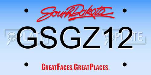 GSGZ12 South Dakota License Plate