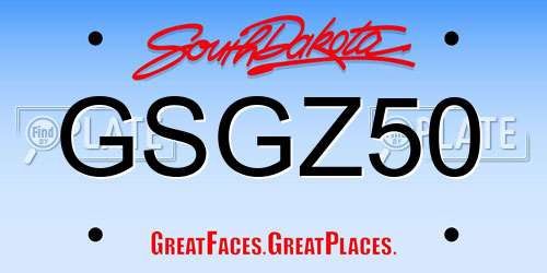 GSGZ50 South Dakota License Plate