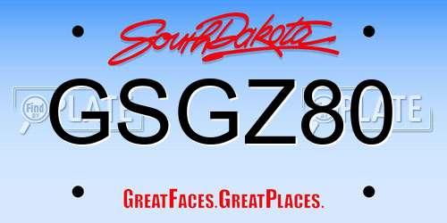 GSGZ80 South Dakota License Plate