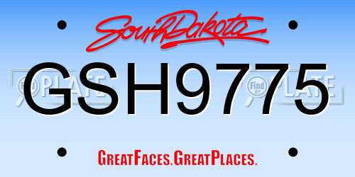 GSH9775 South Dakota License Plate