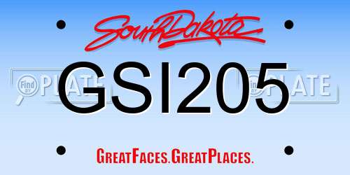 GSI205 South Dakota License Plate