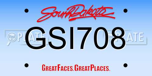 GSI708 South Dakota License Plate