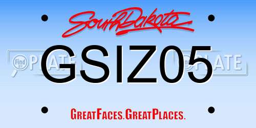 GSIZ05 South Dakota License Plate