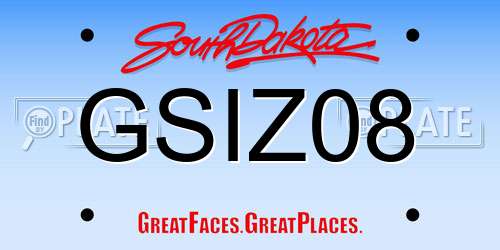 GSIZ08 South Dakota License Plate