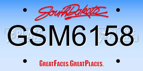 GSM6158 South Dakota License Plate