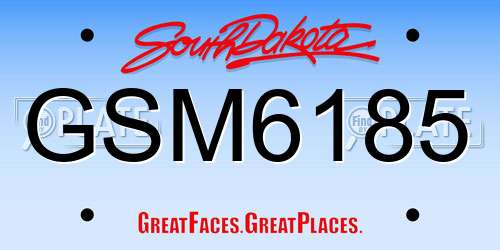 GSM6185 South Dakota License Plate