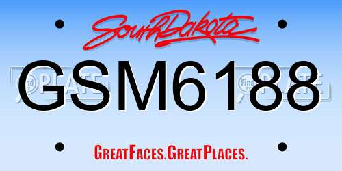 GSM6188 South Dakota License Plate
