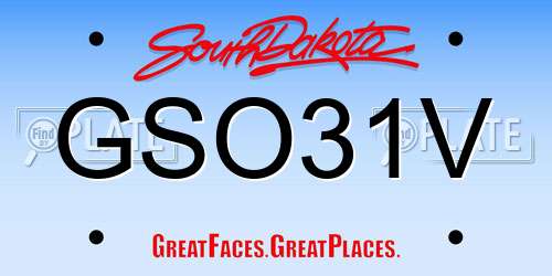 GSO31V South Dakota License Plate