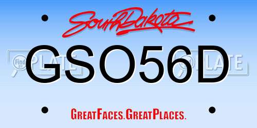 GSO56D South Dakota License Plate