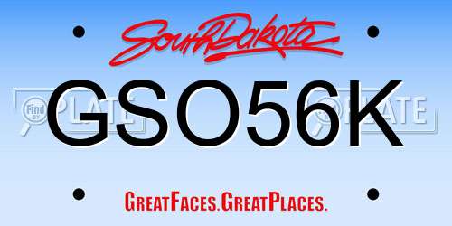 GSO56K South Dakota License Plate