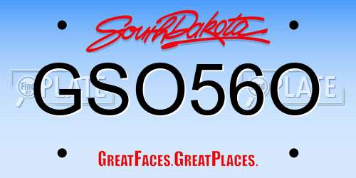 GSO56O South Dakota License Plate