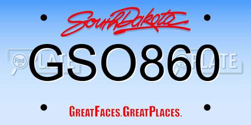 GSO860 South Dakota License Plate