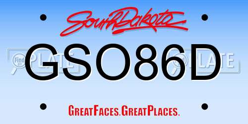 GSO86D South Dakota License Plate