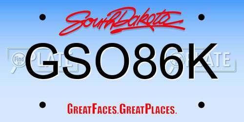 GSO86K South Dakota License Plate