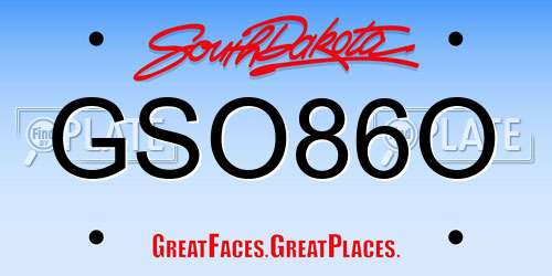 GSO86O South Dakota License Plate