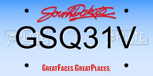 GSQ31V South Dakota License Plate