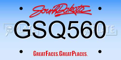 GSQ560 South Dakota License Plate