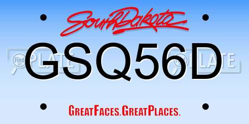 GSQ56D South Dakota License Plate