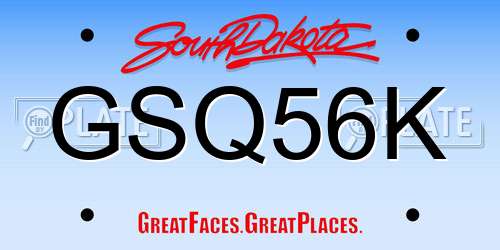 GSQ56K South Dakota License Plate