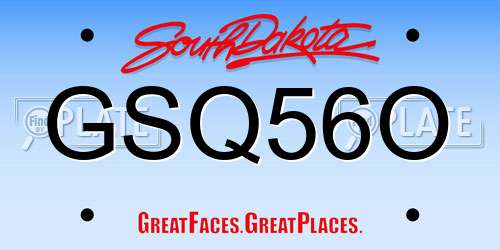 GSQ56O South Dakota License Plate