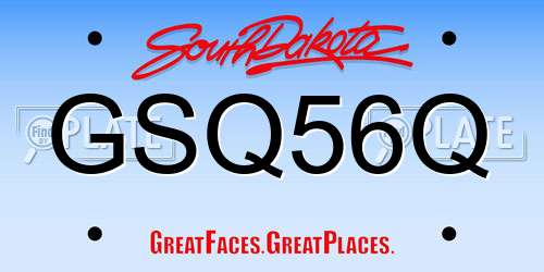 GSQ56Q South Dakota License Plate