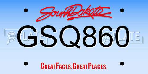GSQ860 South Dakota License Plate