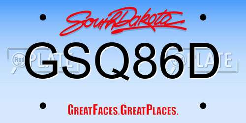 GSQ86D South Dakota License Plate