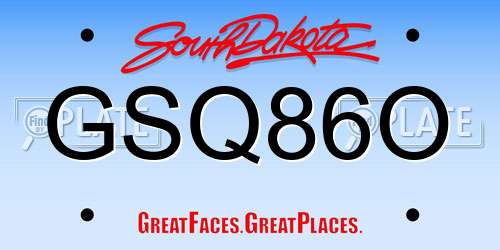 GSQ86O South Dakota License Plate