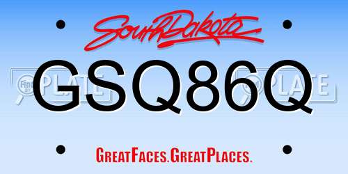 GSQ86Q South Dakota License Plate