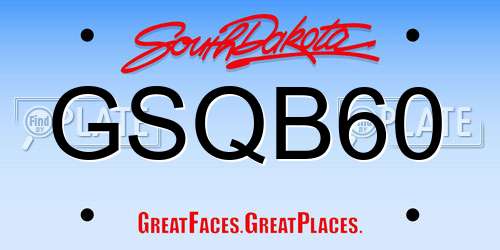 GSQB60 South Dakota License Plate