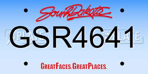 GSR4641 South Dakota License Plate