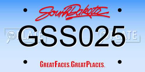 GSS025 South Dakota License Plate