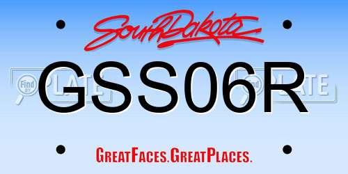 GSS06R South Dakota License Plate