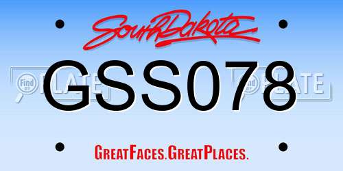 GSS078 South Dakota License Plate