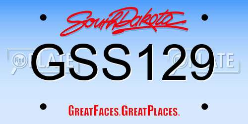 GSS129 South Dakota License Plate