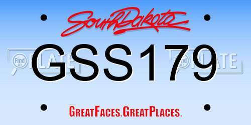 GSS179 South Dakota License Plate