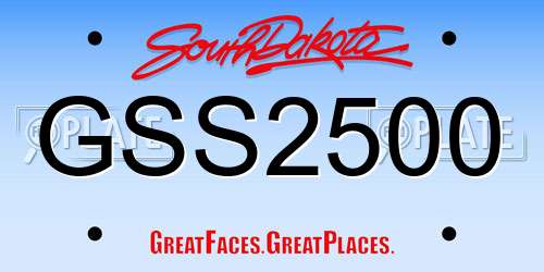 GSS2500 South Dakota License Plate