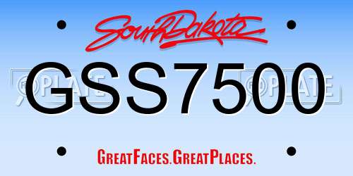 GSS7500 South Dakota License Plate