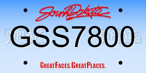 GSS7800 South Dakota License Plate