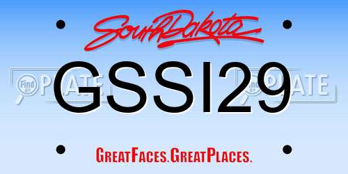 GSSI29 South Dakota License Plate