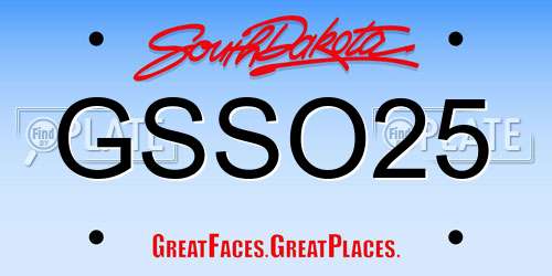 GSSO25 South Dakota License Plate